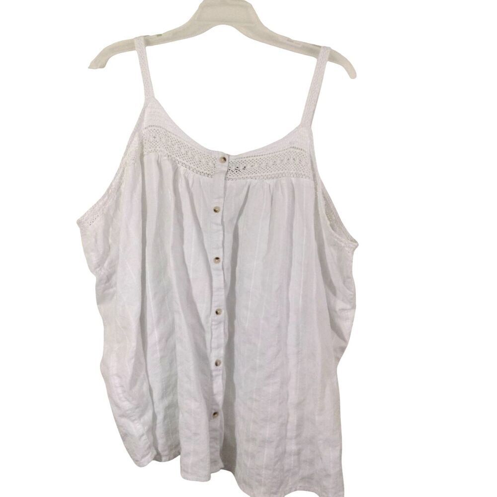 Torrid Plus Size 6 Womens White Tank Top Blouse Adjustable Straps Button